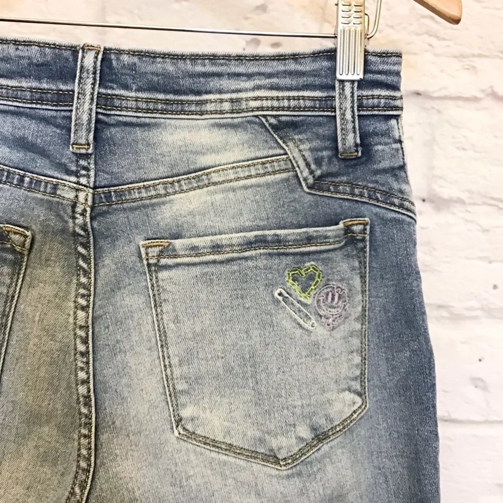 KanCan 28 Straight High Rise Embroidered Cropped Ankle Jeans Dice #209726